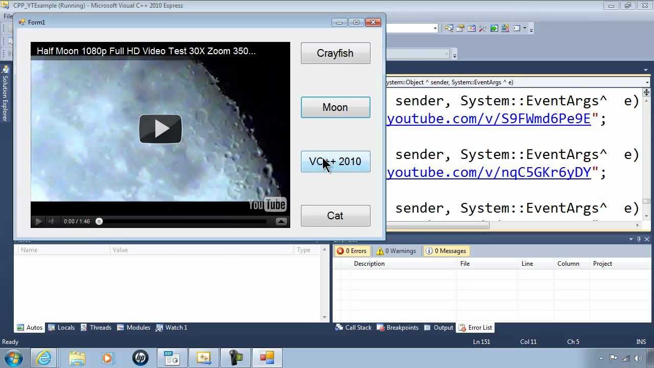 Video player mfc application forms
